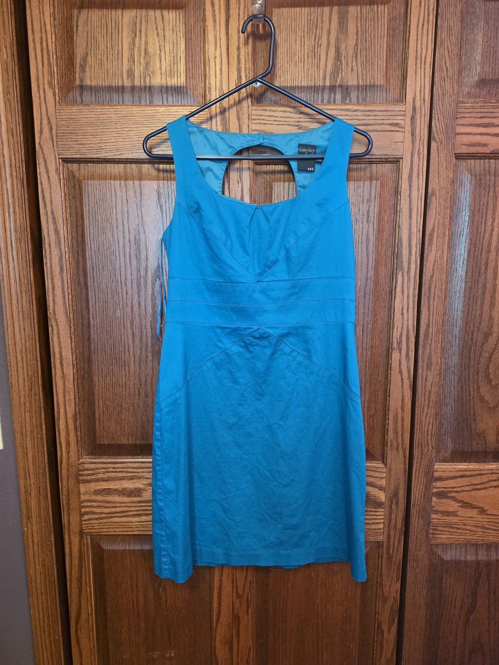 Gabby Skye Teal Sleeveless Fit-and-Flare Knee Length Dress